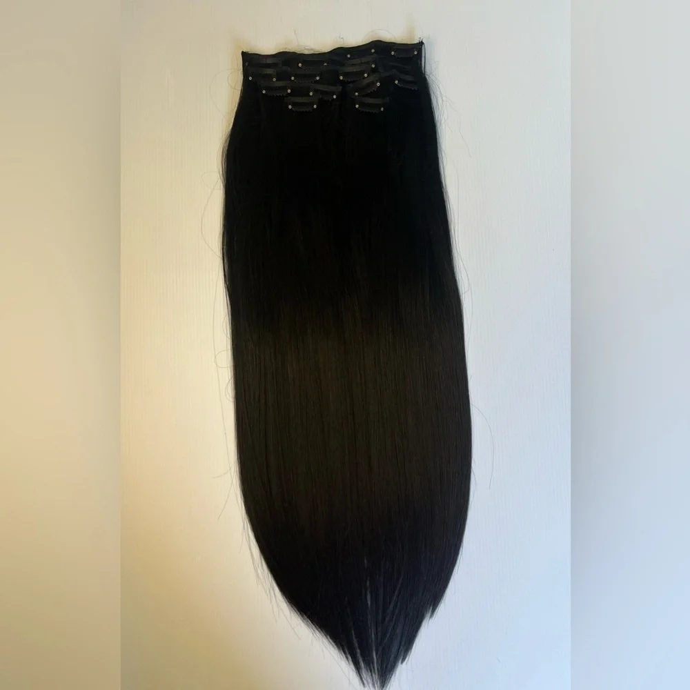 HUMAN HAIR BLEND22 Inch Clip in Black straight Hair Extensions
